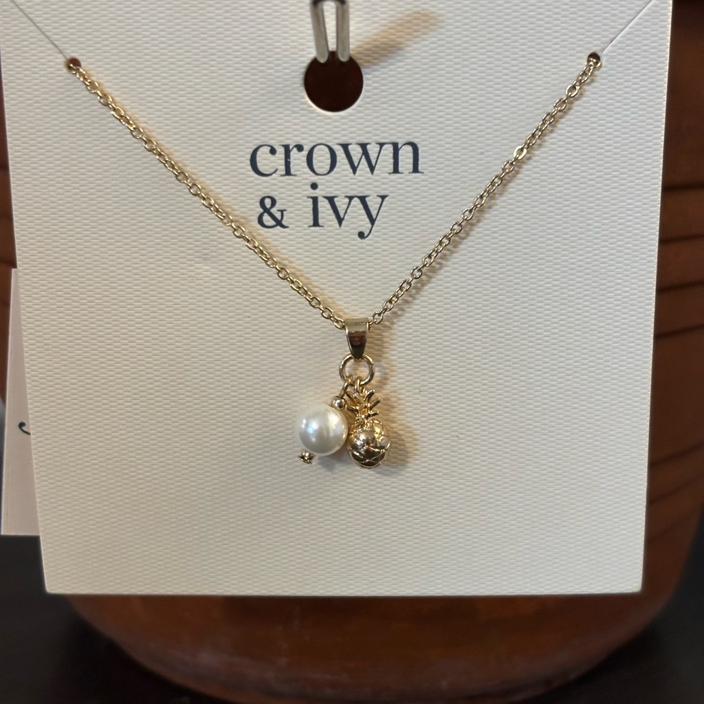 Crown Ivy Gold Pineapple And Pearl Necklace 11$